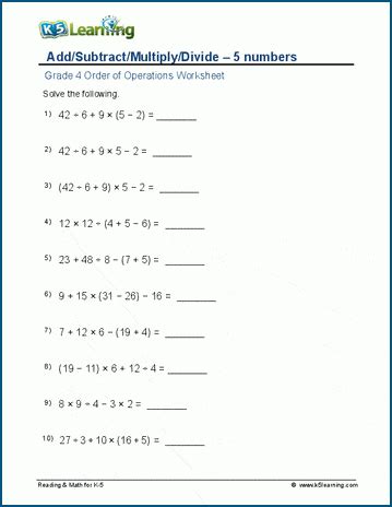 Afbeeldingsresultaten voor Add/Subtract Multiply/Divide Order