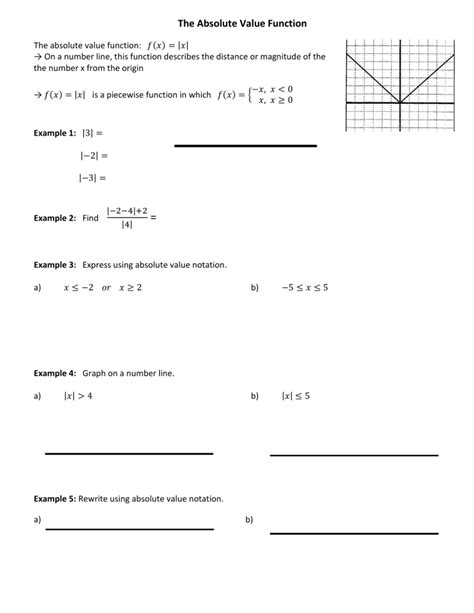 Absolute Value Function Worksheet PDF に対する画像結果