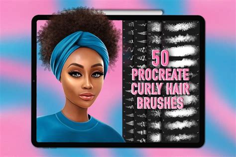 Toradh íomhá ar Curly Hair Procreate Brush