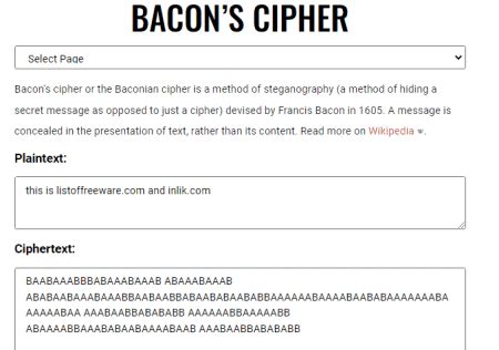 Image result for Baconr Cipher Encoder