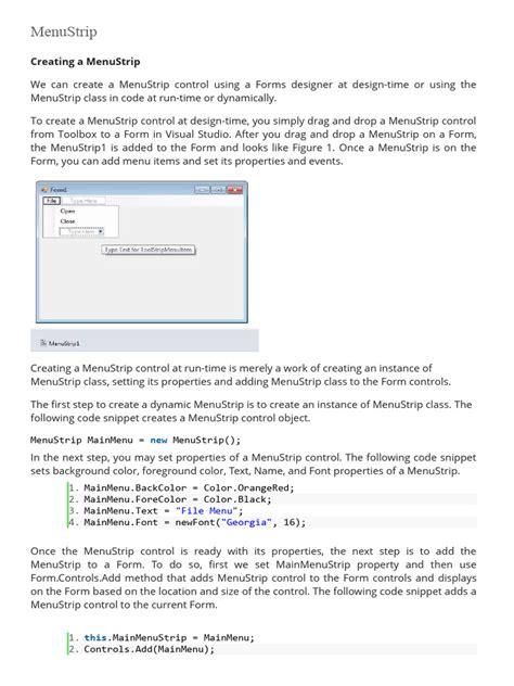Image result for MenuStrip C# Visual Studio