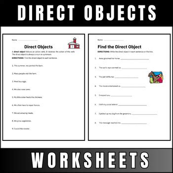 Image result for Direct Object Sentence. Example Worksheet Grade 4