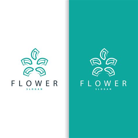 Simple Flower Logo, Vector Ornamental Plant Line Design for Business ...