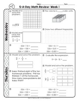 Afbeeldingsresultaten voor 5th Grade Math Morning Work