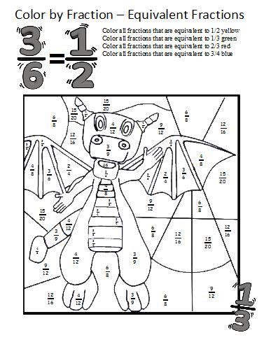 Image result for Math Coloring Worksheets Fractions
