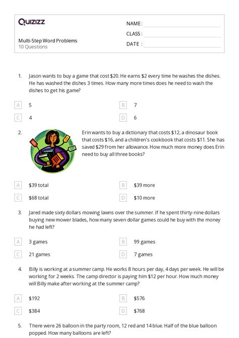 Afbeeldingsresultaten voor Multi-Step Word Problems for Money Math 7 Grade
