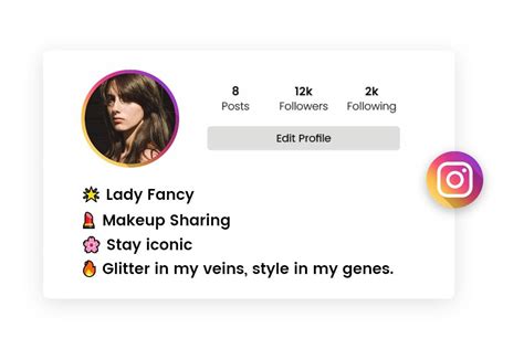Toradh íomhá ar Instagram Profile with Bio Template