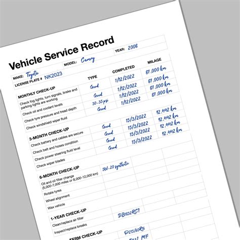 Image result for Service Log Sample