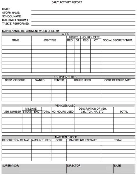 Image result for Daily Report Form