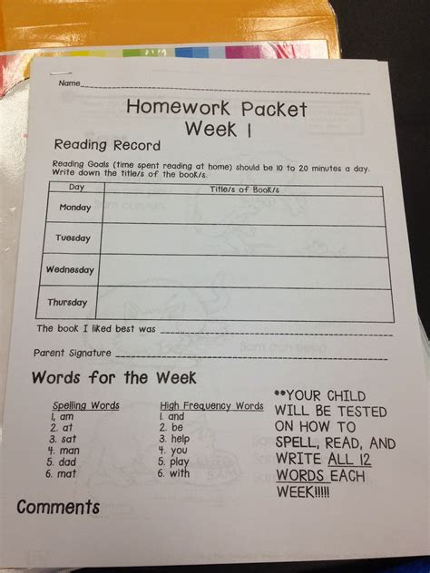 Toradh íomhá ar First Grade Homework Packets PDF Free