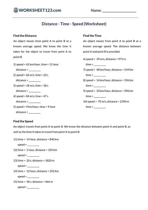 Image result for Easy Speed Distance Time Worksheet