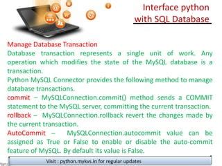 Image result for Interface of Python with an SQL Database