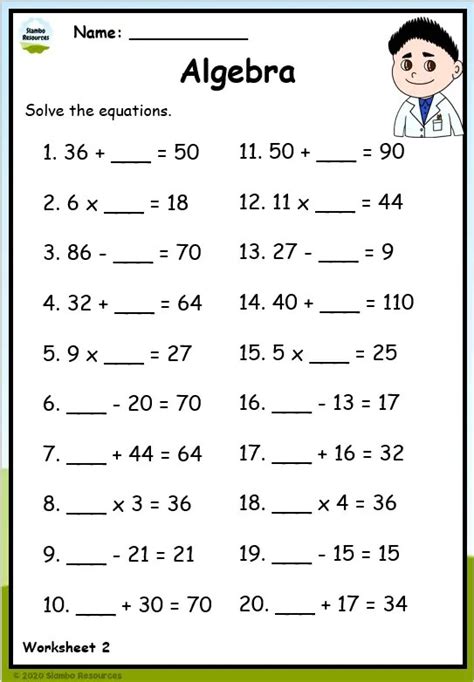Toradh íomhá ar 6th Grade Math Worksheets Variables
