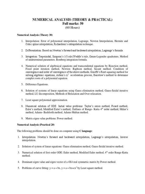 Image result for Numerical Analysis Course Description