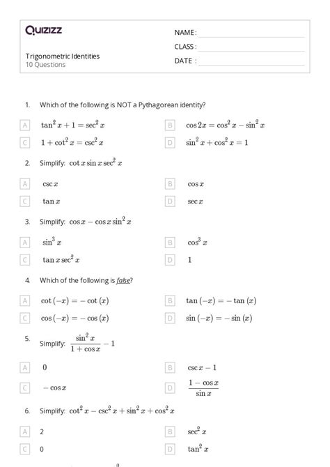 Toradh íomhá ar Trigonometric Identities Class 12th