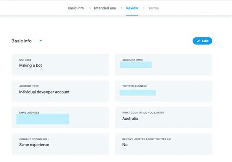 Image result for Twitter Developer Account Creation Sample Screenshot