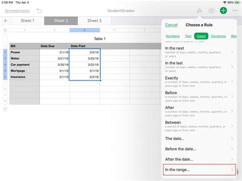 Image result for Conditional Formatting Excel On iPad