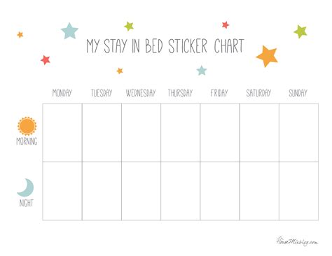 Toradh íomhá ar Sleep Sticker Chart Printable