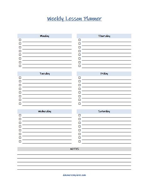 Image result for Weekly Lesson Planner Template