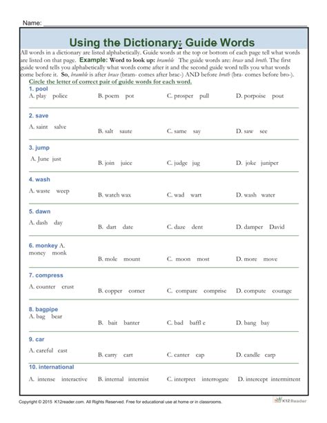 Afbeeldingsresultaten voor Guide Words. Examples