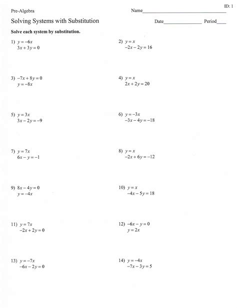 Toradh íomhá ar Solving Systems of Equations Worksheet