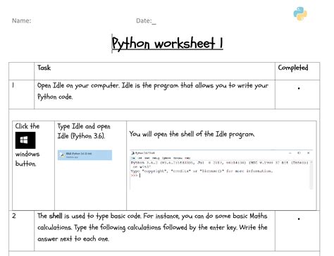 List Worksheet for Python に対する画像結果