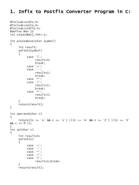 Image result for Infix to Postfix C Program