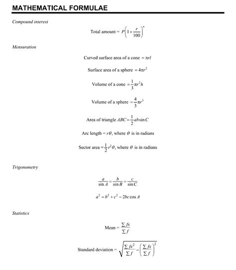 Toradh íomhá ar Maths O Level Formulas