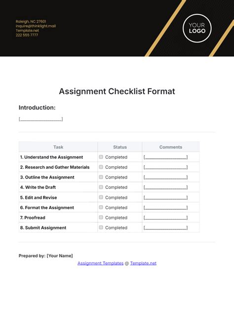 Toradh íomhá ar Assignment Format Example