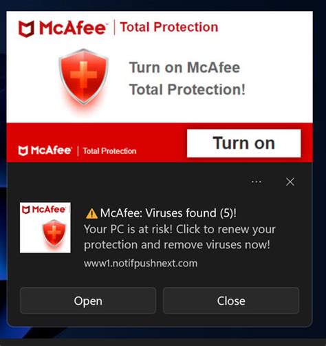Image result for Fake McAfee Pop Up