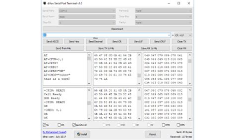 Toradh íomhá ar Serial Terminal Program