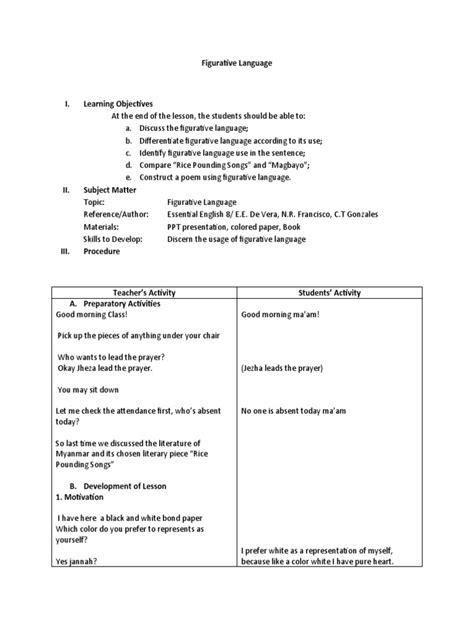 Figurative Language Lesson Plan に対する画像結果