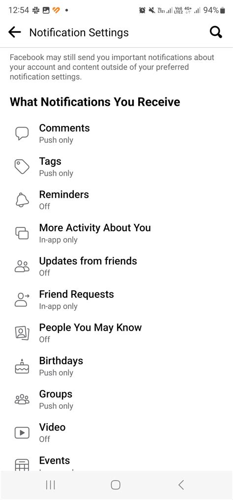 نتيجة الصورة لـ Facebook Notification Settings