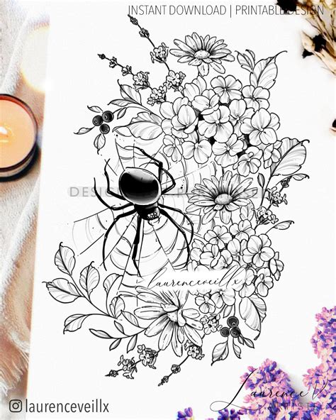 Image result for Spider Web Flower Drawing