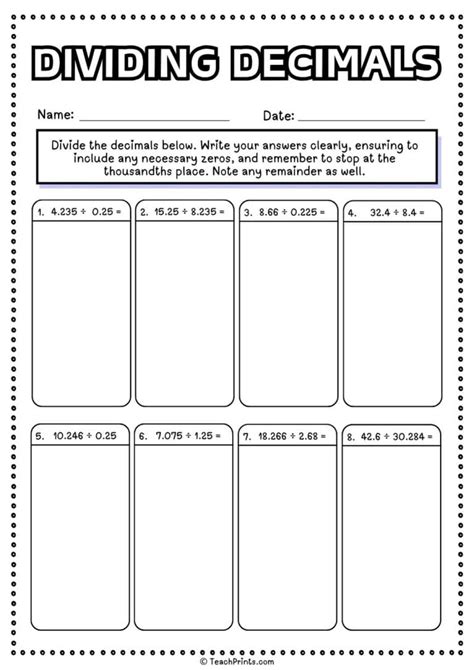Image result for Math Worksheets Divide Decimals