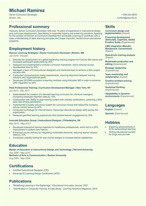 Image result for Curriculum Developer Resume Sample