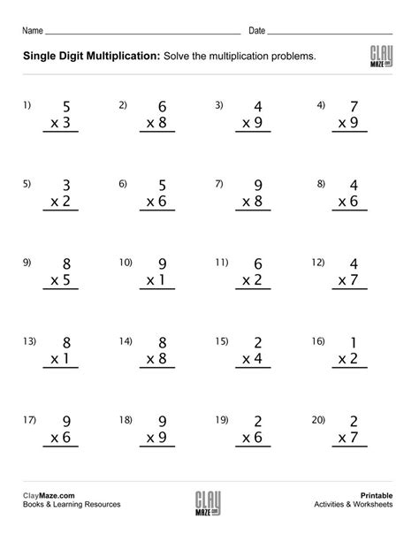 Multiplying 2 Digits By 1 Digit Worksheet Pdf에 대한 이미지 결과