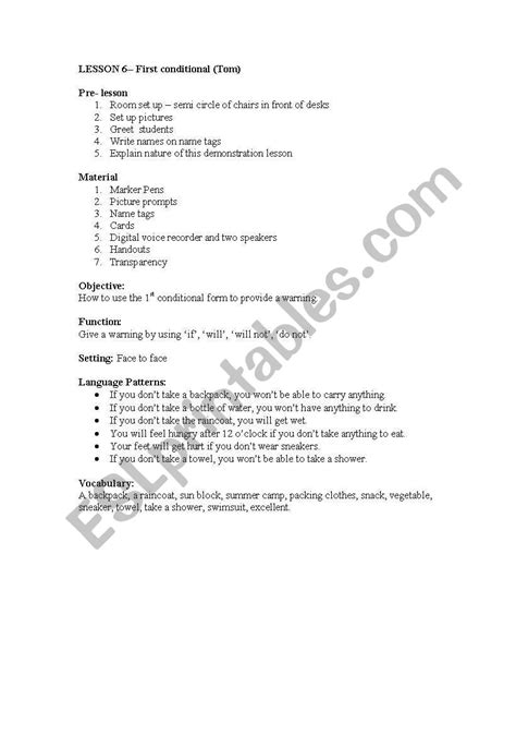 Lesson Plan For First Conditional Teaching A2 に対する画像結果