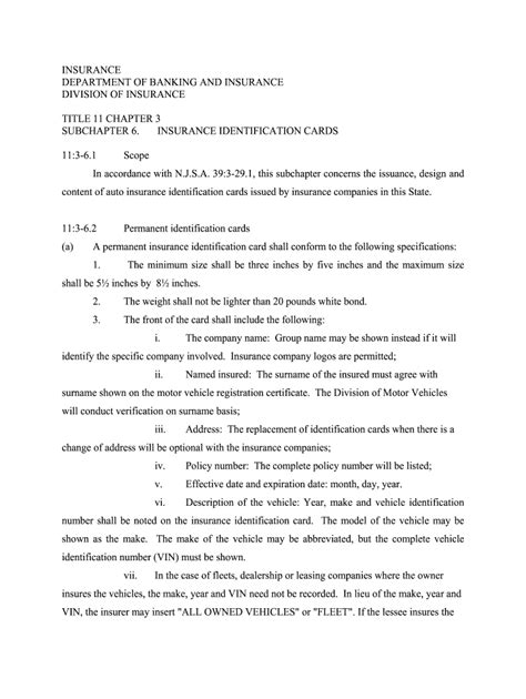 Image result for NJ Insurance Identification Card