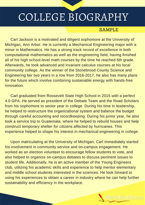 Toradh íomhá ar English Biography Example