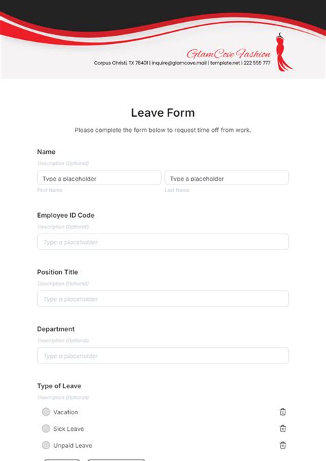 Image result for Leave Form Format