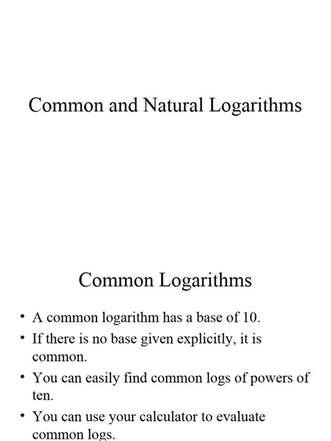 common_and_natural_logarithms_w_examples | PDF | Logarithm | Function ...