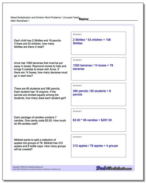 Image result for Grade 4 Math Worksheets Word Problems