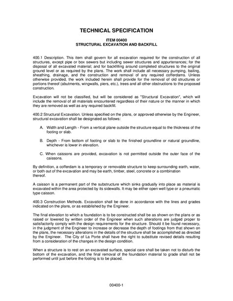 Image result for Engineers Technical Specification for Construction Example