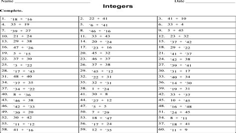 Image result for Negative Number Addition Worksheets