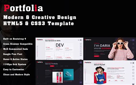 Portfolia Creative Portfolio HTML Template - TemplateMonster