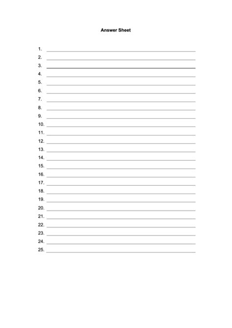 Image result for Test Answer Sheet with Line PDF