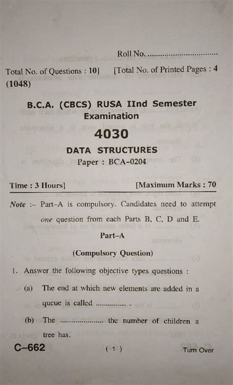 Data Structure Sem Question Paper に対する画像結果
