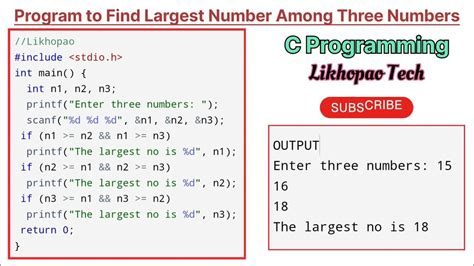 Largest of Three Numbers Using C Algorithm and Flowchart માટે ઇમેજ પરિણામ