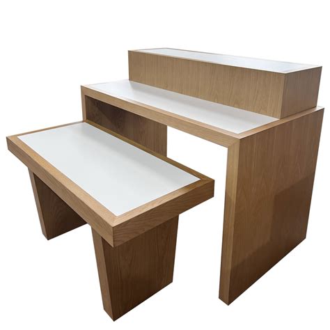 Image result for Retail Display Fixtures Wooden Tiered Roundtables